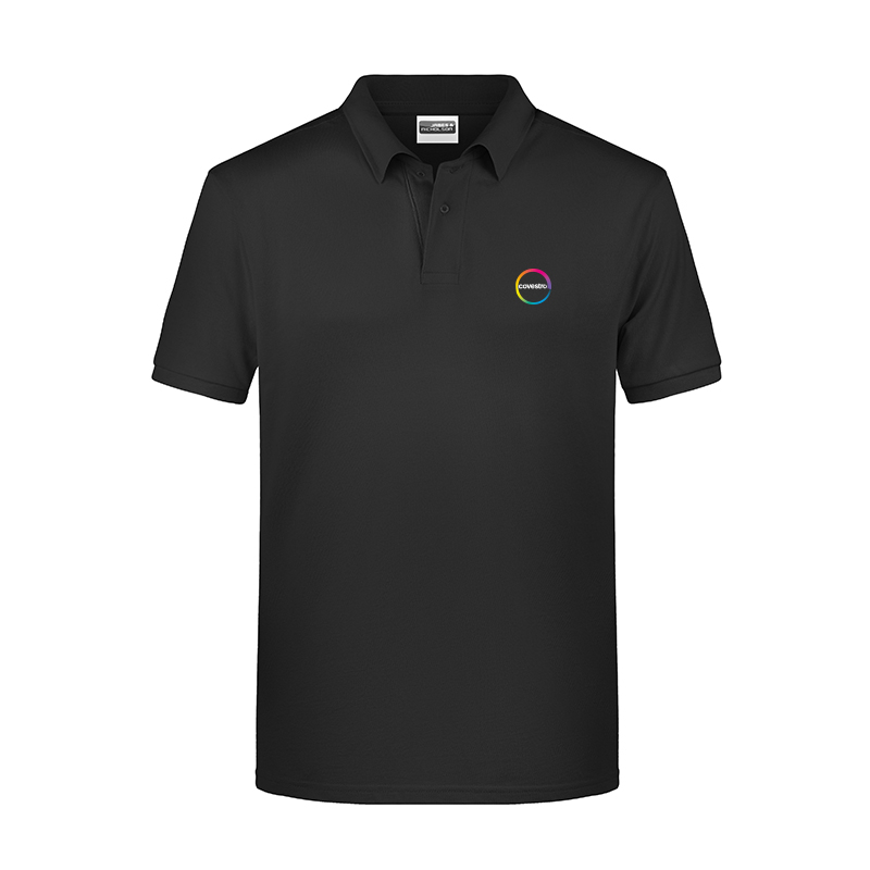 Herren Polo schwarz Logo Covestro
