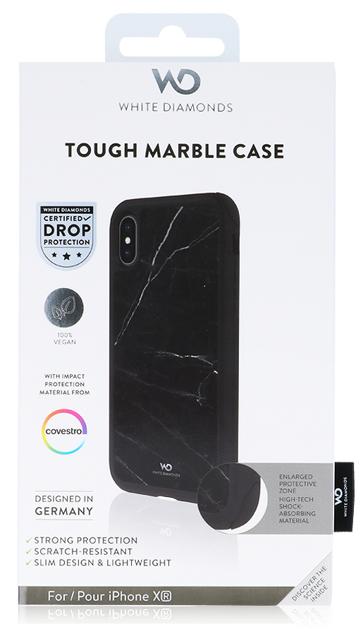 White Diamonds Tough Marble Black Case for iPhone XR
